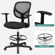 Drafting Stool – Mesh – Black – Ergonomic Design with Height Adjustable Footrest and 360° Swivel