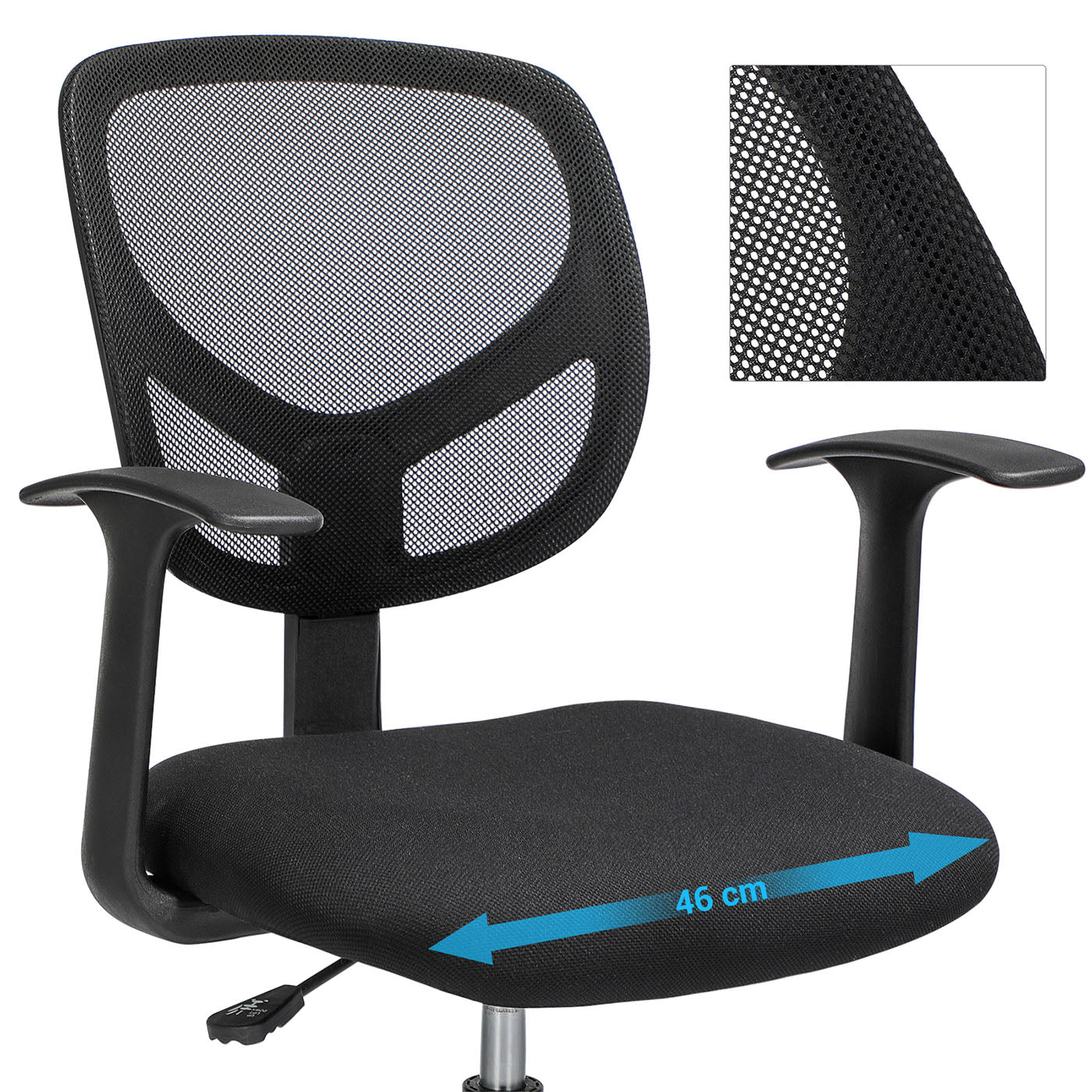 Drafting Stool – Mesh – Black – Ergonomic Design with Height Adjustable Footrest and 360° Swivel