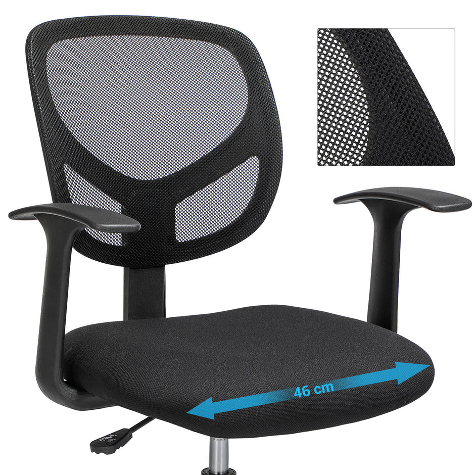 Drafting Stool – Mesh – Black – Ergonomic Design with Height Adjustable Footrest and 360° Swivel