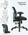 Ergonomic Mesh Office Chair – Mesh – Black – Adjustable Armrests, Height Adjustable Backrest, Tilt Function with Position Lock, Lumbar Support