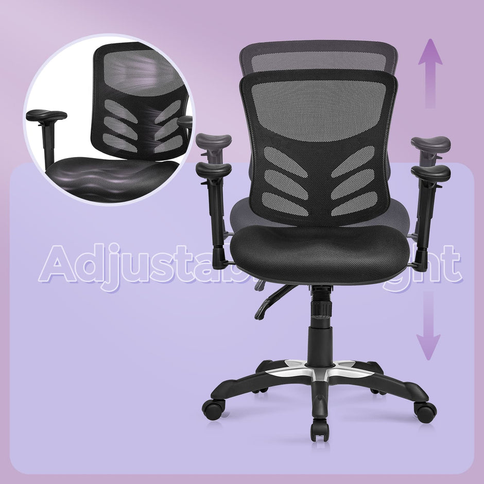 Ergonomic Mesh Office Chair – Mesh – Black – Adjustable Height and Armrests with Lumbar Support
