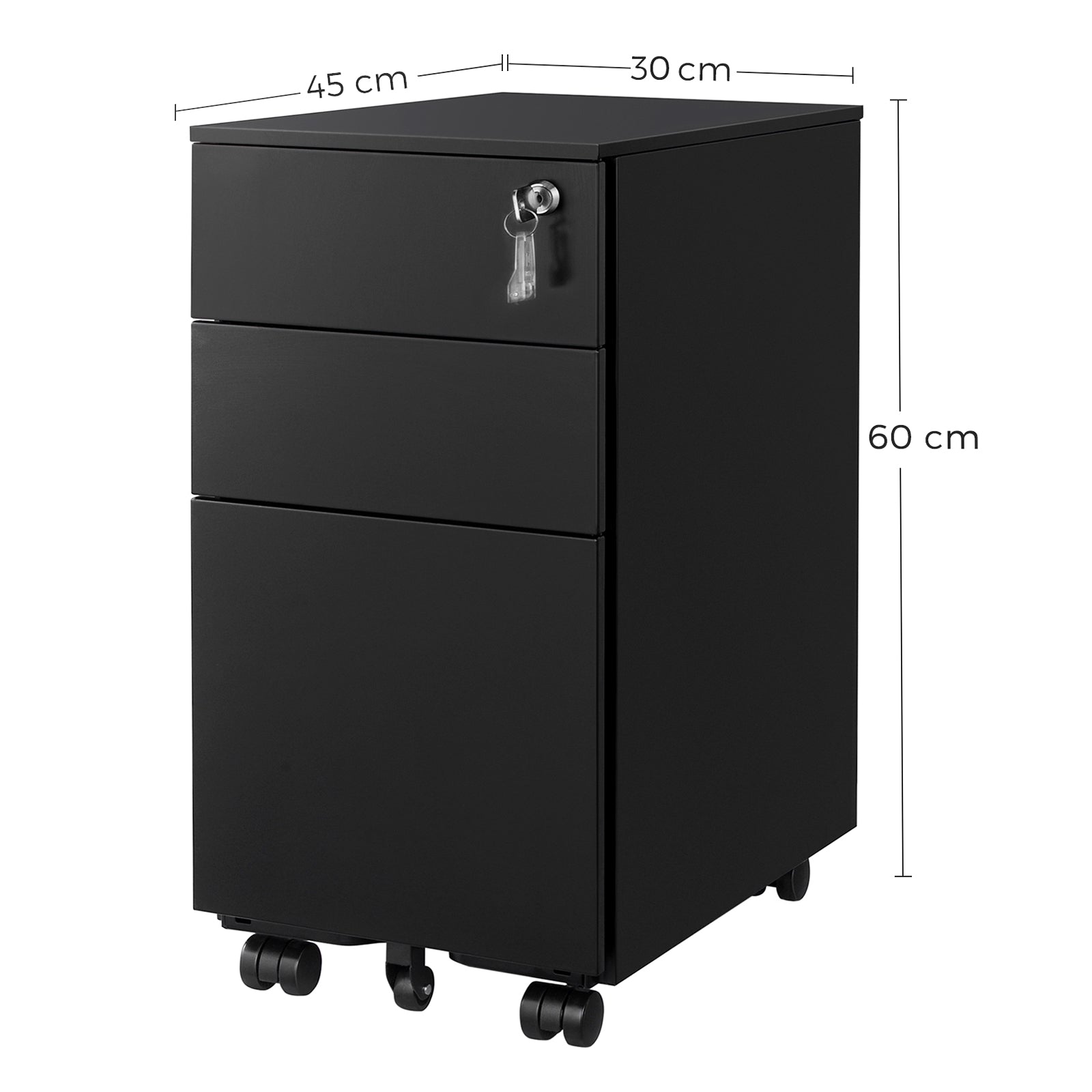 Mobile File Cabinet – Wood – White – Lockable with Wheels