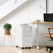 Mobile File Cabinet – Metal – White – Lockable with Wheels