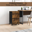 Mobile File Cabinet – Wood and Metal – Rustic Brown and Black – Rolling with 2 Drawers