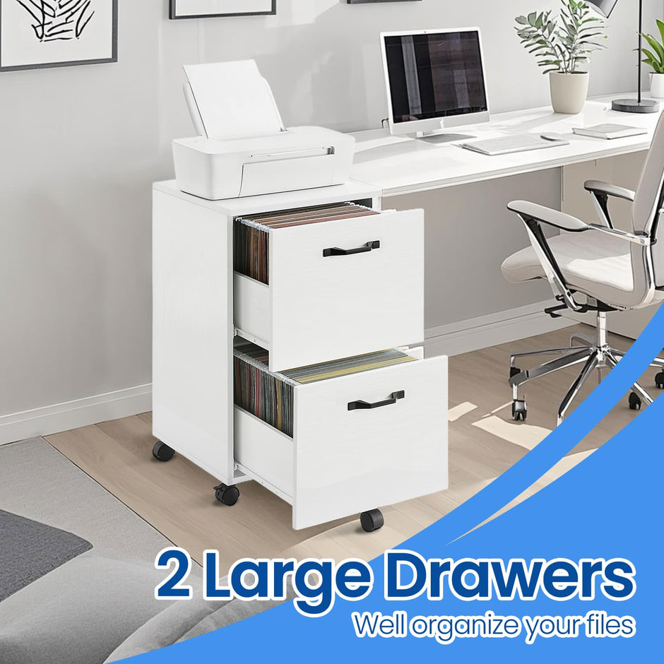 File Cabinet – Wood – Rustic Brown and Black – Industrial Style with 2 Drawers and Rolling Wheels