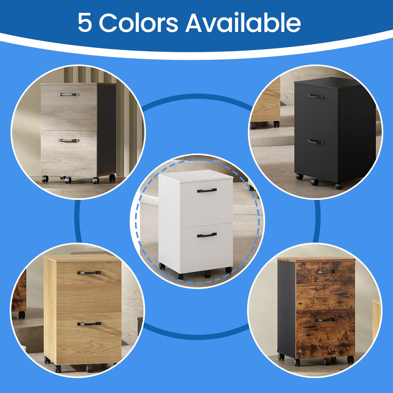 File Cabinet – Wood – Rustic Brown and Black – Industrial Style with 2 Drawers and Rolling Wheels