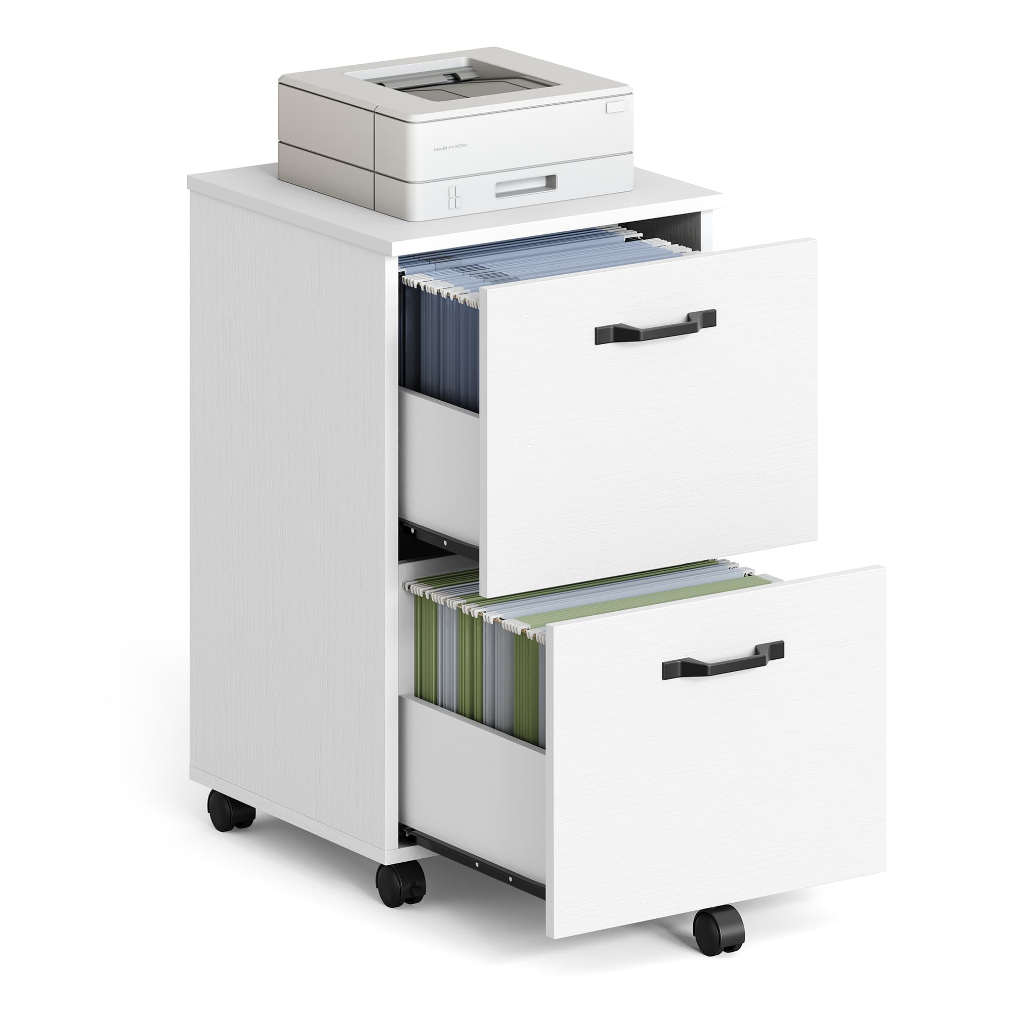 Mobile File Cabinet – Wood and Metal – Rustic Brown and Black – Rolling with 2 Drawers