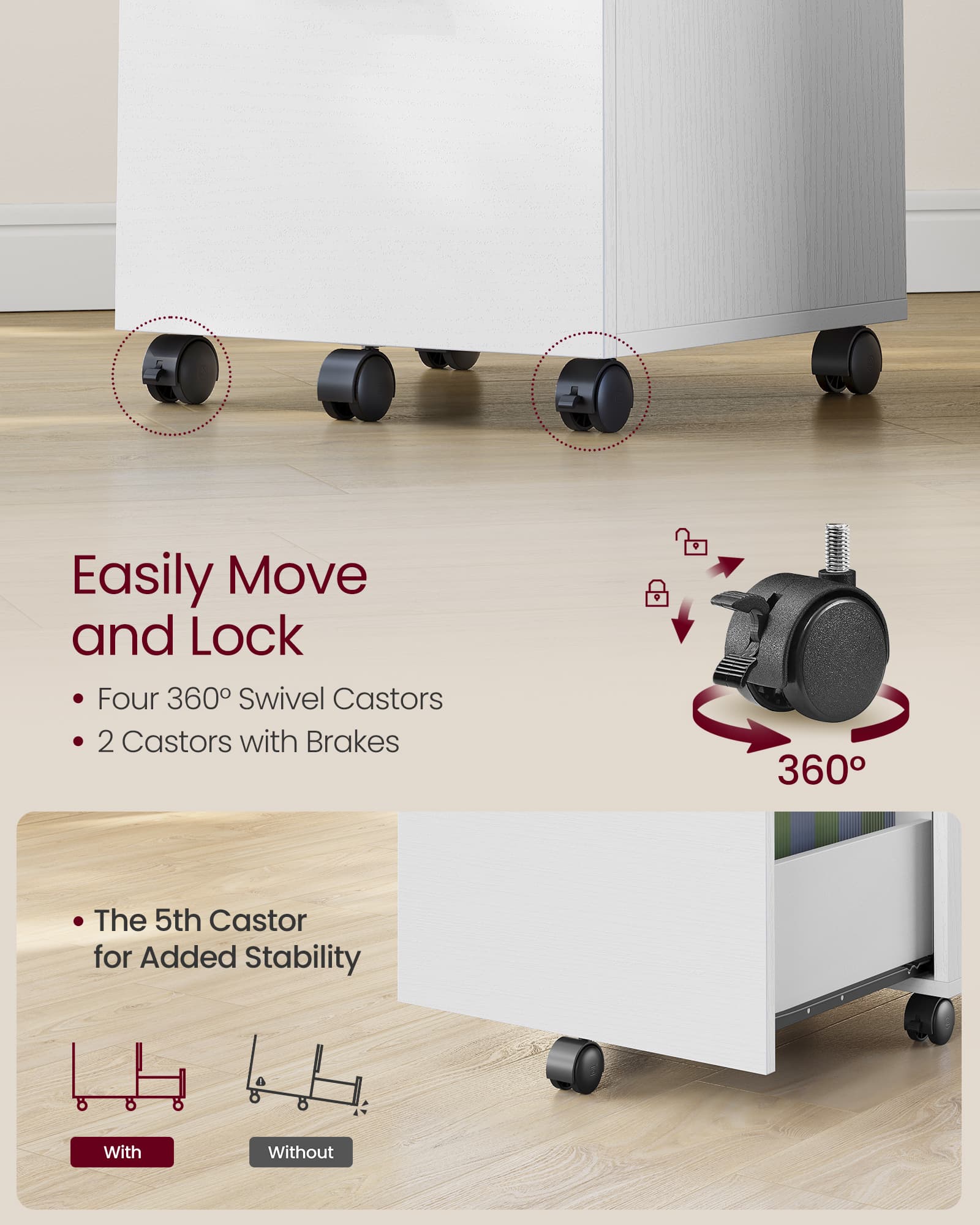 Mobile File Cabinet – Wood and Metal – Rustic Brown and Black – Rolling with 2 Drawers