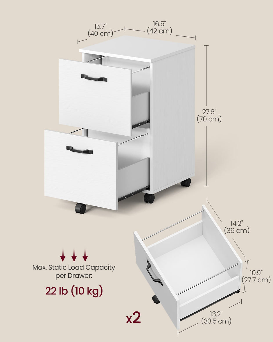 Mobile File Cabinet – Wood and Metal – Rustic Brown and Black – Rolling with 2 Drawers