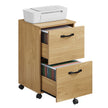 Mobile Filing Cabinet – Metal and Wood – Straw Yellow – 2 Drawers with Wheels