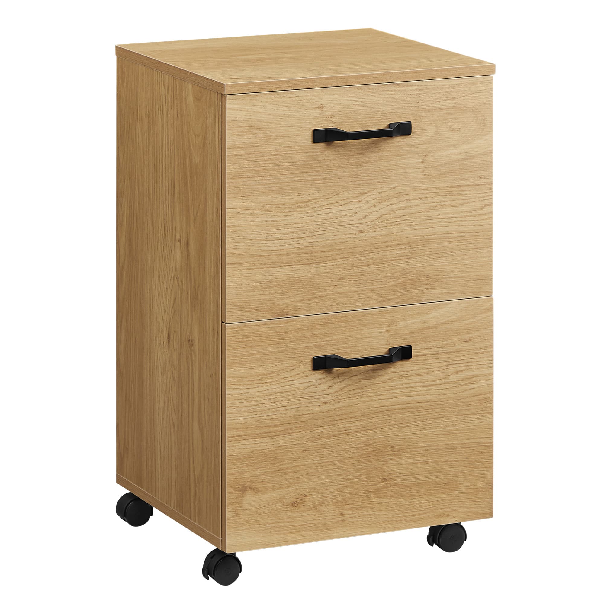 Mobile Filing Cabinet – Metal and Wood – Straw Yellow – 2 Drawers with Wheels