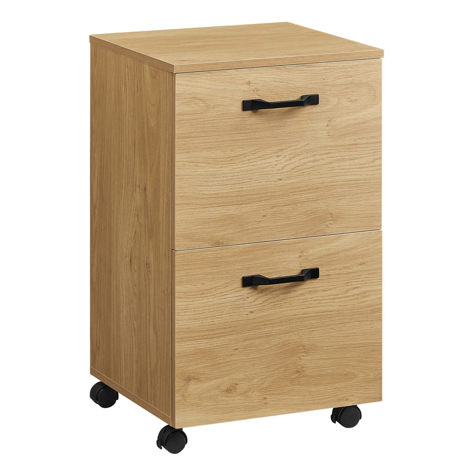 Mobile Filing Cabinet – Metal and Wood – Straw Yellow – 2 Drawers with Wheels