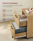 Mobile Filing Cabinet – Metal and Wood – Straw Yellow – 2 Drawers with Wheels