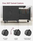 3-Drawer File Cabinet – Wood – Ebony Black – Mobile Lateral Design with Open Compartments