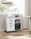 File Cabinet – Wood – White and Rustic Brown – Mobile with Open Compartments