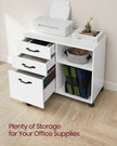 File Cabinet – Wood – White and Rustic Brown – Mobile with Open Compartments
