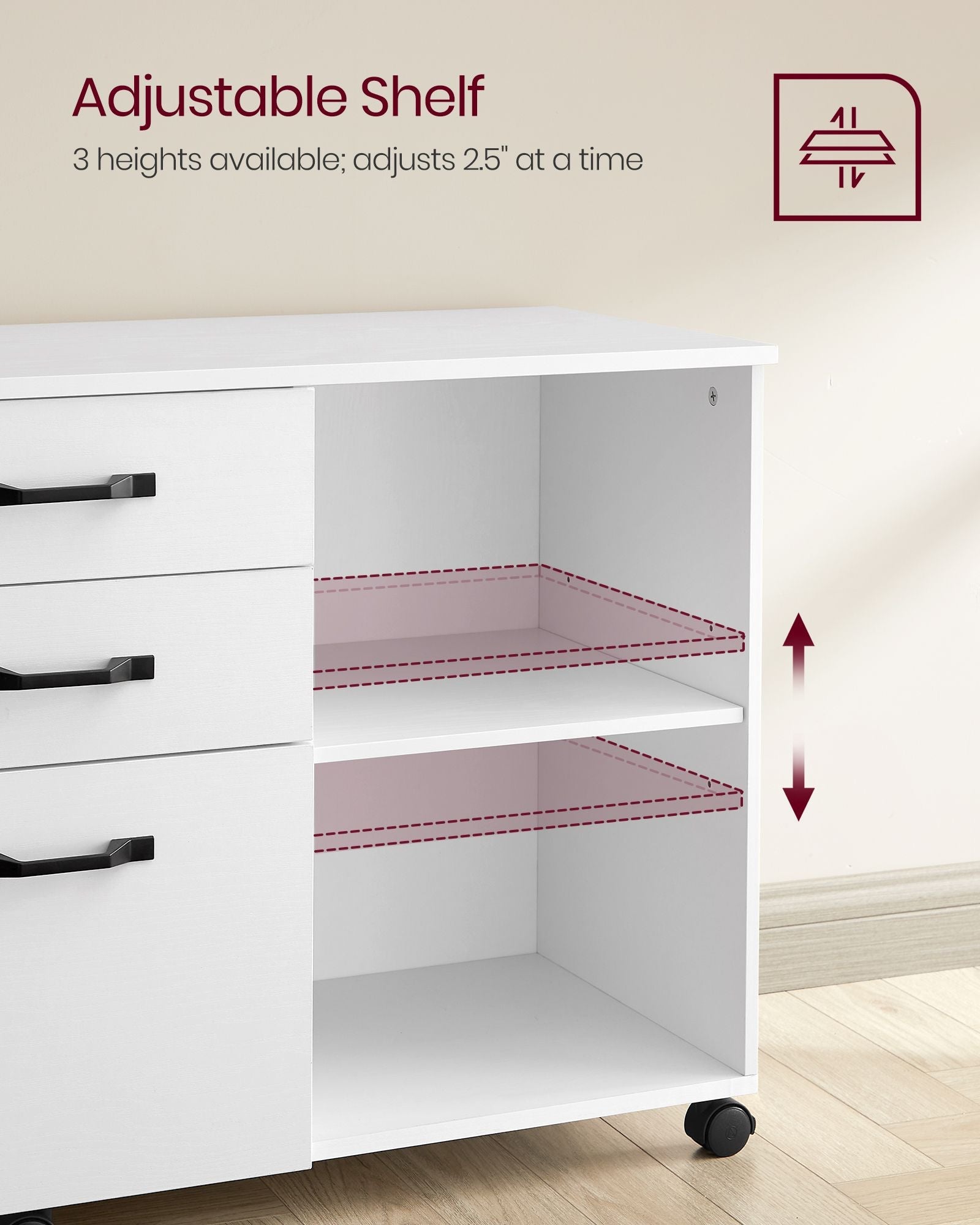 File Cabinet – Wood – White and Rustic Brown – Mobile with Open Compartments