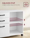 File Cabinet – Wood – White and Rustic Brown – Mobile with Open Compartments