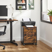 File Cabinet – Particle Board – Rustic Brown and Ink Black – Rolling Design with 2 Drawers
