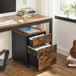 File Cabinet – Particle Board – Rustic Brown and Ink Black – Rolling Design with 2 Drawers