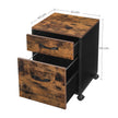 File Cabinet – Particle Board – Rustic Brown and Ink Black – Rolling Design with 2 Drawers