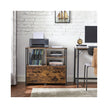 Mobile Filing Cabinet – Wood – Rustic Brown and Black – With Drawers and Open Shelves