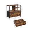 Mobile Filing Cabinet – Wood – Rustic Brown and Black – With Drawers and Open Shelves