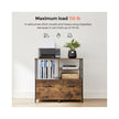 Mobile Filing Cabinet – Wood – Rustic Brown and Black – With Drawers and Open Shelves