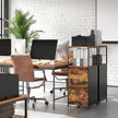 Filing Cabinet – Steel – Rustic Brown and Black – 2 Drawers with Open Shelf