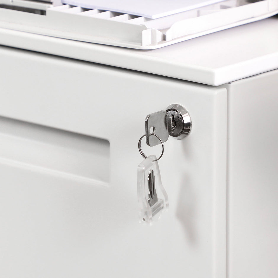 Filing Cart – Metal – White – Mobile with 2 Drawers and Lock
