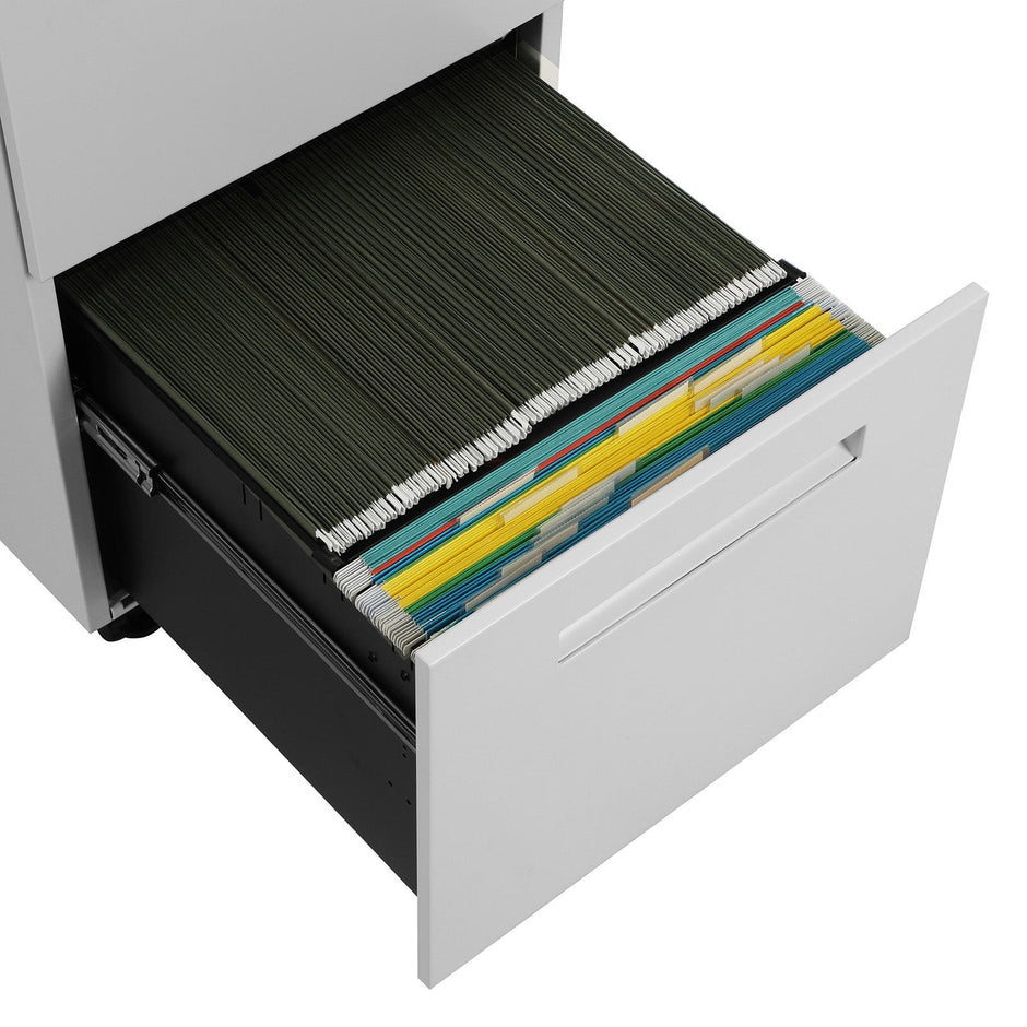 Filing Cart – Metal – White – Mobile with 2 Drawers and Lock