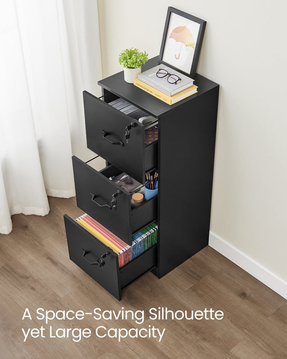 Filing Cabinet – Wood – Cloud White – 3 Lockable Drawers with Adjustable Hanging Rail