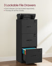 Filing Cabinet – Wood – Cloud White – 3 Lockable Drawers with Adjustable Hanging Rail
