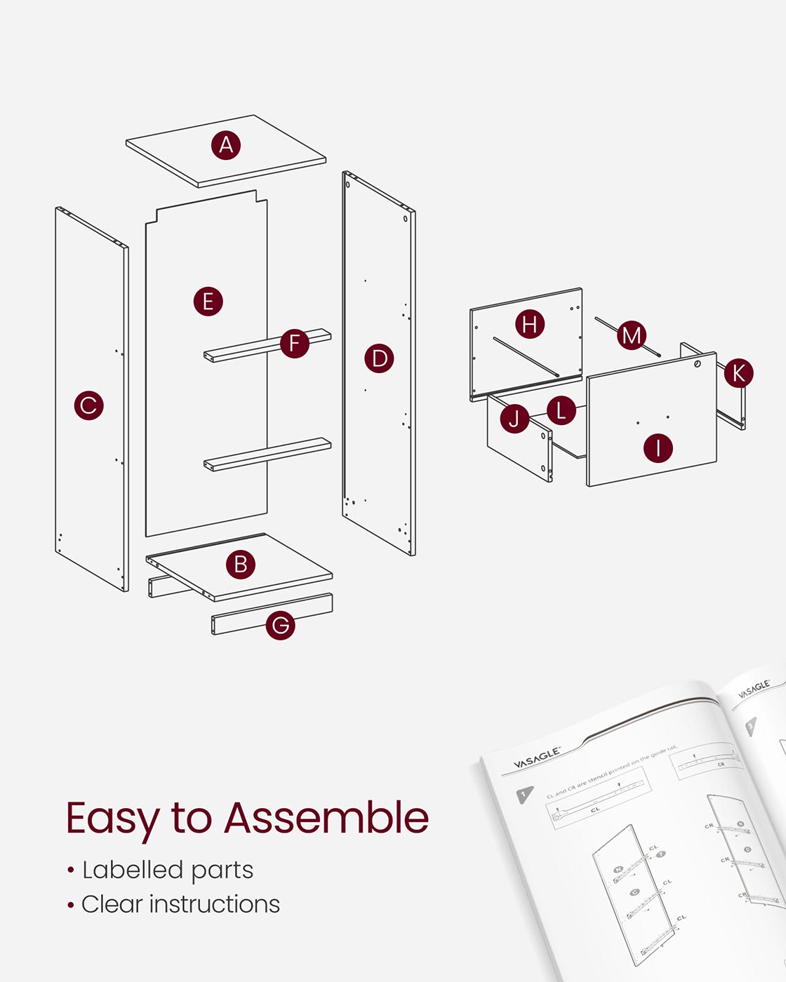 File Cabinet – Wood – Cloud White – Lockable with Adjustable Hanging Rail