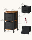 Filing Cabinet – Wood – Rustic Brown and Ink Black – 2 Drawers and Multi-Functional Design for Home Office