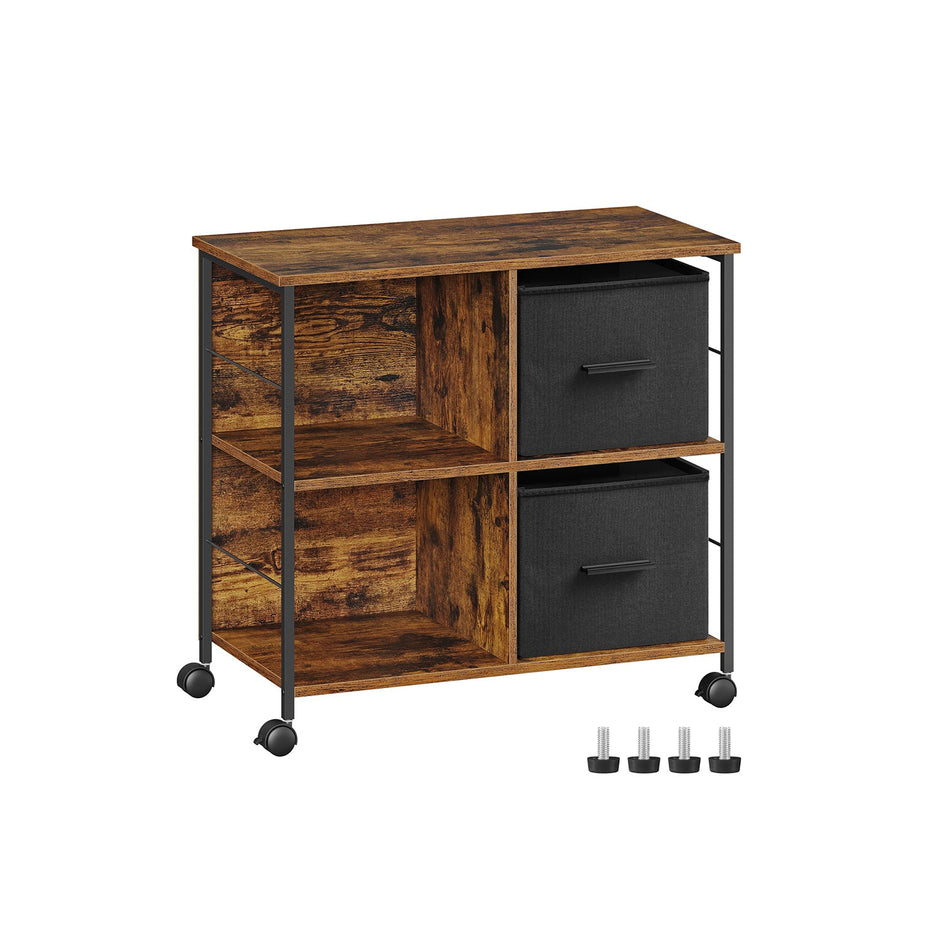 Filing Cabinet – Wood – Brown – 2 Drawers with Shelf and Printer Stand