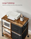 Filing Cabinet – Wood – Brown – 2 Drawers with Shelf and Printer Stand