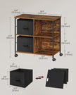 Filing Cabinet – Wood – Brown – 2 Drawers with Shelf and Printer Stand