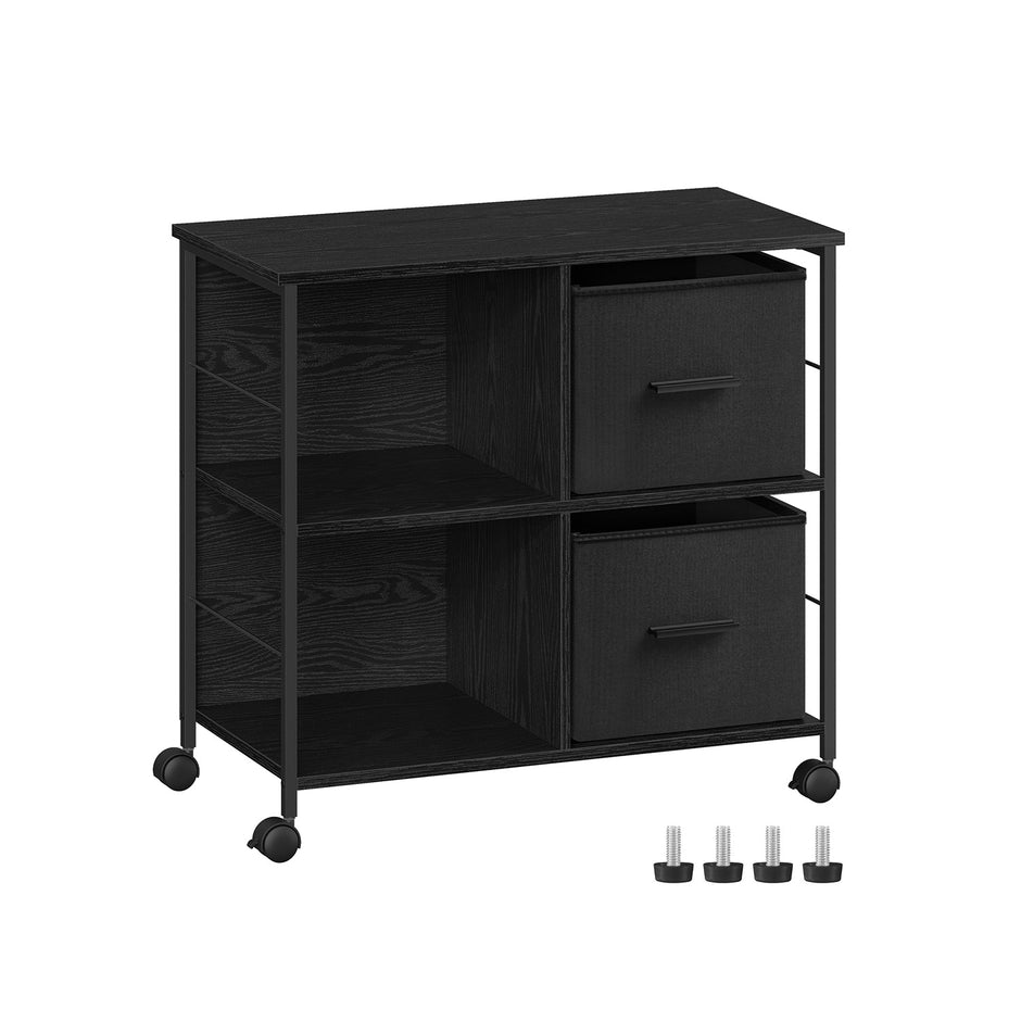 Filing Cabinet – Wood – Brown – 2 Drawers with Shelf and Printer Stand