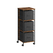 Filing Cabinet – Wood – Rustic Brown and Ink Black – Multi-Functional with 3 Drawers and Bookshelf