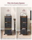 Filing Cabinet – Wood – Rustic Brown and Ink Black – Multi-Functional with 3 Drawers and Bookshelf