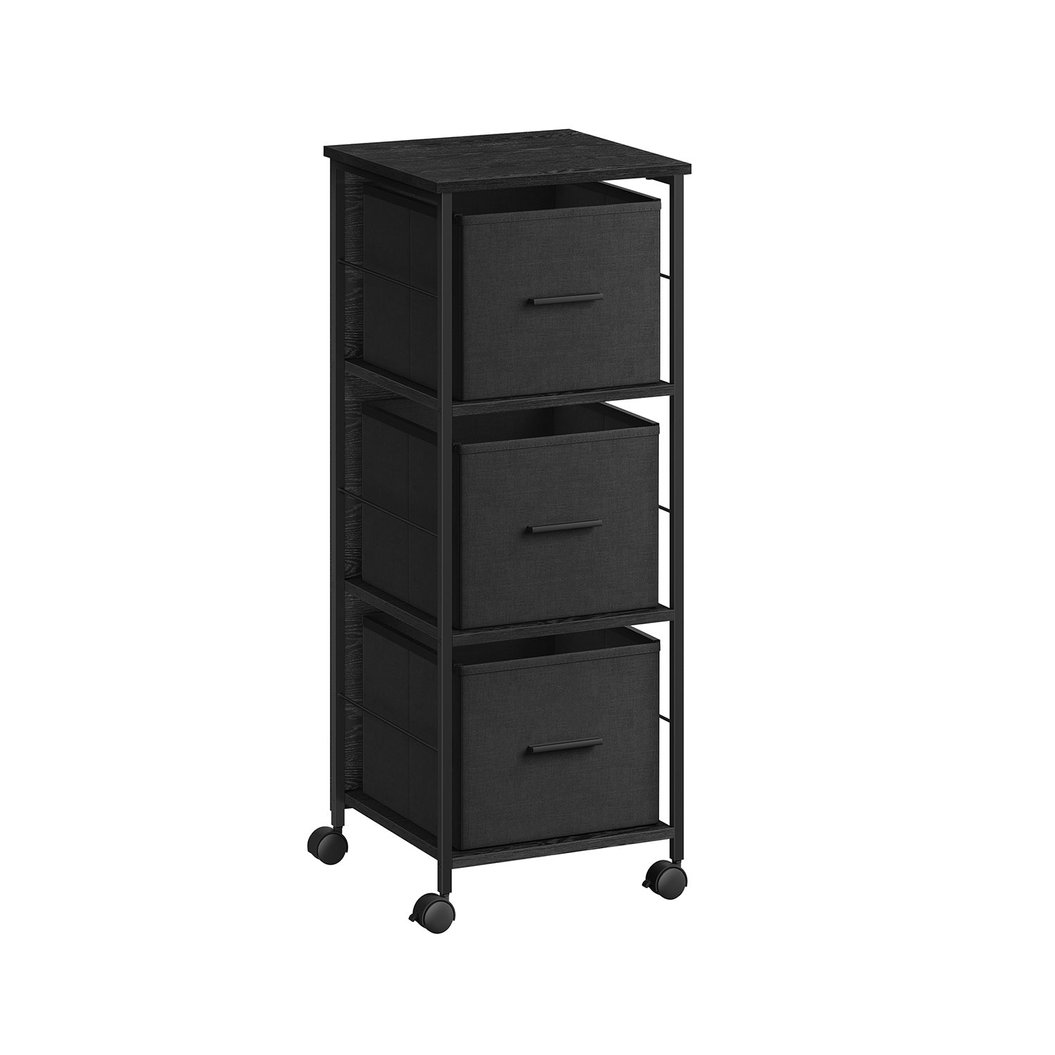Filing Cabinet – Wood – Ebony Black and Ink Black – 3 Drawers with Bookshelf and Printer Stand