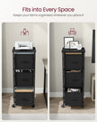 Filing Cabinet – Wood – Ebony Black and Ink Black – 3 Drawers with Bookshelf and Printer Stand