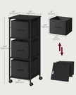 Filing Cabinet – Wood – Ebony Black and Ink Black – 3 Drawers with Bookshelf and Printer Stand