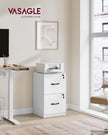 File Cabinet – Wood – Cloud White – Lockable Drawers, Adjustable Hanging Rails