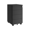Lockable Mobile File Cabinet – Wood – Ink Black – 4 Drawers, Pre-Assembled