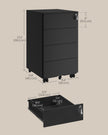 Lockable Mobile File Cabinet – Wood – Ink Black – 4 Drawers, Pre-Assembled