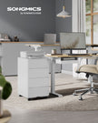 Lockable Mobile File Cabinet – Wood – Cloud White – 4 Drawers