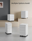 Lockable Mobile File Cabinet – Wood – Cloud White – 4 Drawers