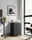 Rolling File Cabinet – Metal – Ink Black – 3 Drawers with Wheels